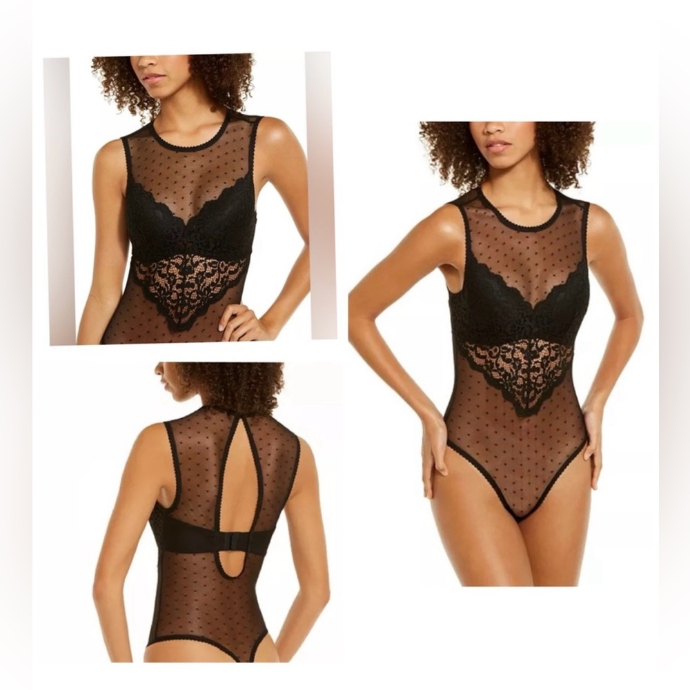 INC International Concepts Black Lace Bodysuit